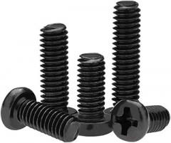 Generic 50/ 100pcs Black Round Head Cross Screw M1 M1.2 M1.4 M1.6 M1.7 M2 M2.5 Recessed Cross Pan Head Electronic Small Screw DIN7985(2mm,M1 x100pcs)