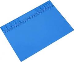 Cyrank Anti-Static Mat ESD Safe for Electronic, Silicone Soldering Repair Mat 500℃ Heat Resistant Maintenance Platform for Phone,Pad, Laptop, Computer, 13.8 x 9.8/350mm x 250mm(Blue02)