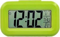 Electronic Screen Alarm Clock, 12/24 Hour Format, Night Light Function, Snooze Mode, Date & Temperature Display (Green)