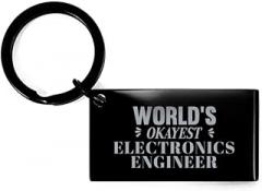 Generic Wolrd's Okayest Electronics Engineer Keyring, Gifts for Electronics Engineer Mothers day Fathers Day, Electronics Engineer Birthday Christmas Graduation Unique Gifts, Engraved Keychain for Electr