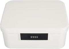 Yinhing 9L Lockable Box, Double Layer Password Box, Lockable Storage Trunk for Personal Items, Office Locker, School, Snacks, Phone Jail, Electronic, Home (Cream White)