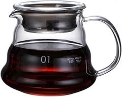 360/600/800ml Heat Resistant Coffee Pot Clear Glass Kettle Sharing With Lids, Pour Over Espresso Maker Accessories(360ML)