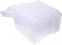 5x7 Inch Photo Storage Box with Sealing Lid, Plastic Greeting Card Organizer Container for Desktop Craft and Electronic Component Storage