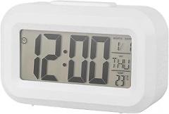 Snooze Mute Desktop Clock Table Clocks Electronic LED Clocks with Temperature Calendar Week Display Digital Alarm Clock Simple Clock, White