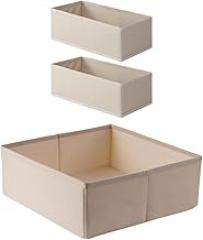 Milisten Underwear Drawer Organizer Set 3 Pieces Cloth Storage Box Dividers Beige, Bra and Sock Organizer for Home Closet Drawer Storage