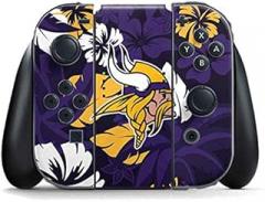 Skinit Decal Gaming Skin compatible with Nintendo Switch Joy Con Controller - Officially Licensed NFL Minnesota Vikings Tropical Print Design