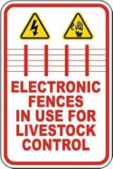 Electronic Fences In Use Sign - Property/Security Agriculture Livestock Metal Sign 8 x 12 Inches – For Wall or Fence
