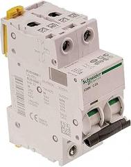 Schneider A9F74201 iC60N 2P 1A C MCB Miniature Circuit Breaker, White, Set of 6 Piece