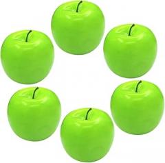 Milisten 6pcs Artificial Foam Fruit Models Realistic Simulation Decor for Home Kitchen Table Centerpiece Photography Props Green Apples