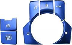 ​7PCS Aluminum Electronic Parking Brake Automatic Parking Button Cover Compatible With Mazda 3 AXELA Compatible With MAZDA 6 ATENZA CX-3 CX-4 CX-5 CX-9(LHD blue)