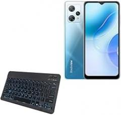 BoxWave Keyboard Compatible with Blackview A53 - SlimKeys Bluetooth Keyboard - with Backlight, Portable Slim LED 7 Colors - Jet Black