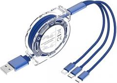 Generic 3 in 1 Type C Cable Fast Charge USB C Cable USB A to C Cell Phone Accessories for Cell Phones/iPhone/Samsung/PS/Tablets(Blue)