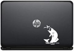 Fish Catch Bug Vinyl Decal Sticker for Computer MacBook Laptop Ipad Electronics Home Window Custom Walls Cars Trucks Motorcycle Automobile and More (White)