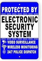 Protected Electronic Security System Video Surveillance Metal Sign S54 Poster from Security Breach Poster Retro Metal Tin Vintage Sign 12 X 8 Inch Game Room Man Cave Wall Decor