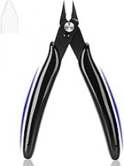 5 Inch Flush Cutters, 1 Pack Micro Wire Cutters, Sharp Zip Tie Cutter, Precision Wire Cutters for Crafting, Jewelry Making, Plastic Models, 3D Print, Electronics, Floral