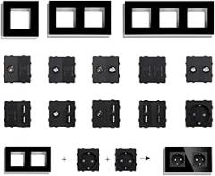 110-250V | EU Wall Glass Panel with Double Internet Socket Cat5 Rj45 St Tv USaB Function Parts Power Socket DIY Combination New 2026 High for Reliable Electronic Component