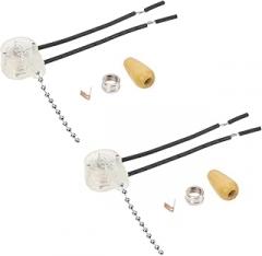 2pcs Pull Switch for Ceiling Lamps Durable Wall Pull Chain Switch for Ceiling Fan and Light Fixtures Easy to Install Lamp Accessory with Beaded Chain for Home Decor