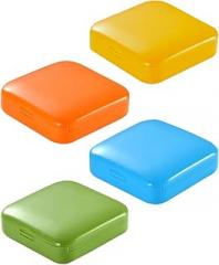 Milisten 4pcs Portable Pill Organizer Box, 2-Compartment Square Medicine Storage Containers for Daily Medication, Travel-Friendly Color-Coded Holder Set (Yellow, Green, Blue, Orange)