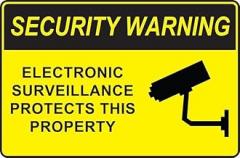 Security Warning Electronic Surveillance Protects This Property Metal Tin Sign 12x8 Inch, for Industrial Commercial Warehouse Business Security