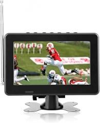 Car Digital TV, 7in Digital TV FM Radio,Rechargeable Battery Powered Portable TV Support AV, Memory & MMC Card,USB with Remote Control and Stand Small for Car Kids Travel