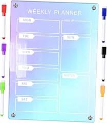 1set Acrylic Magnetic Memo Board Set Dry Erase Planner Markers for Desktop Organization Colorful Design for Daily Tasks and Reminders