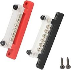 Red & Black Bus Bar Power Distribution Terminal Block 6 Way 48V 150A Busbar OEM Equivalent Replacement