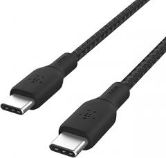 Belkin USB C to USB C Cable, 9.9ft, 100W - Type C Charger, iPhone Charger Cord, Soft, Braided, Flexible for iPhone 17, Galaxy S25, Pixel 10, Airpods, iPad Pro, Tablet & More, Travel Essentials - Black
