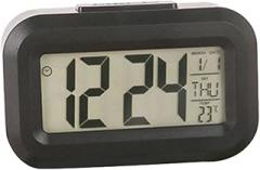 Electronic Screen Alarm Clock, 12/24 Hour Format, Night Light Function, Snooze Mode, Date & Temperature Display (Black)