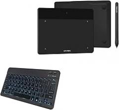 BoxWave Keyboard Compatible with XP-Pen Deco Fun S - SlimKeys Bluetooth Keyboard - with Backlight, Portable Slim LED 7 Colors - Jet Black