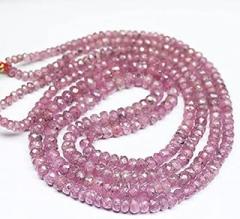 ZOYLA 2 Strand Necklace Rare Pink Sapphire Faceted Rondelle Gemstone Loose Craft Beads Strand 18