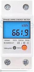 Din Rail LCD Digital Backlight Single Phase Energy Meter kWh Power Consumption Meter Wattmeter Electronic AC 110V 220V 80A(AC 220V)