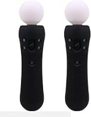 （Black） 2 pcs Anti-Slip Silicone Rubber Cover Protective Skin Case for PlayStation PS4 VR Move Motion Controller