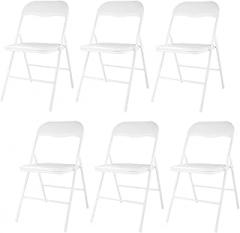 Generic Folding and Stackable Chair Set, 6 Pack for Wedding, Picnic, Fishing and Camping, White