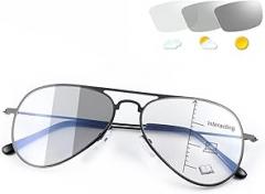 YIMI Photochromic Progressive Multifocus Reading Glasses UV400 Sunglasses Blue Light Blocking Aviator Transition Presbyopic