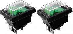 ZCZQC 2PCS KCD4 Green 4 Pin 2 Position Rocker Switch with Waterproof Protective Cover Replaceable Faulty Switch for Household Appliances 16A 250VAC 20A 125VAC for Boats Vehicles Electronic Devices