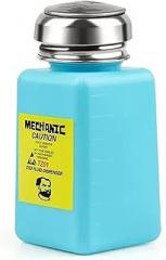 DIYPHONE Push Down Alcohol Dispenser Pump Bottle with Sealing Stainless Steel Lid 6.8oz Solvent Alcohol Dispensers Plastic Container Empty Plastic Liquid Alcohol Bottle For PCB Motherboard Cleaning