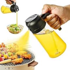 Oil Dispenser for Kitchen, 2 in 1 Olive Oil Dispenser and Oil Sprayer, Olive Oil Dispenser Spray Bottle with Brush, Oil Sprayer for Cooking for Air Fryer, Barbecue, Salad 16oz/470ml (Black)