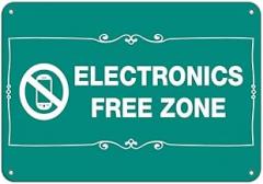 Metal Sign Electronics Free Zone Business No Cell Phones for Outdoor & Indoor 8x12