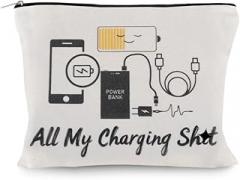 Charging Electronic Storage Bag Pouch for Charging Cord Organizer Bags for Travel Backpack Canvas Makeup Bag Portable Charger Bags with Zipper