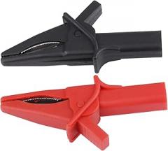 Gator Clips Red Black, Fully Insulated Toothed Grip Clips with 4mm Socket, Reliable for Oscilloscope, 2pcs Fitting, Applicable Scene: Mini Electronic Devices