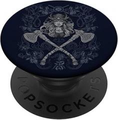 Medieval Viking Shield Maiden Warrior Battle Axes Vintage PopSockets Standard PopGrip
