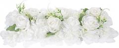 Milisten Artificial Rose Flower Panel White Silk Simulation Flowers for Wedding Ceremony and Home Décor