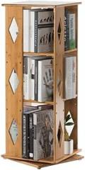Book Shelf 360 Degree Rotating Bookshelf Racks Multilayer Floor Student Simple Bamboo Bookcase for Home Office Decor Bookshelves for Living Room