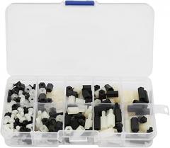 300pcs Nylon M3 Hex Standoff Kit, Plastic Screw Nut Set, White and Black M3 Hex Nut with Screw, and Alkali Nylon Material for DIY and Electronic Devices