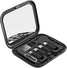 Generic Data Cable Set 60W Fast Charging, 4-in-1 USB-C to USB-C, with Storage Case and Phone Stand, Suitable for iPhone USB-C (Black)