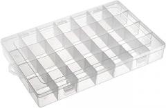 uxcell Component Storage Box - PP Fixed 28 Grids Electronic Component Containers Tool Boxes Clear White 350x215x46mm
