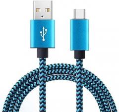 Generic Fast Charger Cable, 6.6 ft USB A to Type C Fast Charging Woven Quick Charger Cord Compatible for Smartphones & Tablets (Blue,1 Meter)