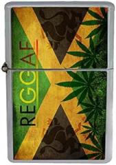 Rasta Flip Top Oil Lighter S6 Smoking Cigarette Smoker Includes Silver Case Reggae Lion Jamaican Colors