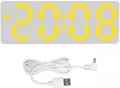 Respicefinem Digital Alarm Clock Adjustable Brightness Bright Yellow Number Desktop LCD Electronic Clock with Temp Display for Home Office Use