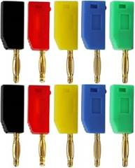 10PCS 2MM Stackable Banana Plu Gold Plated Electronic Terminal Connector Set Copper Material with Insulated Shell for Test Equipment Red Black Yellow Green Blue